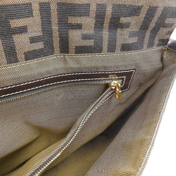 FENDI Zucca pattern shoulder bag canvas x leather brown FF - Picture 9 of 10